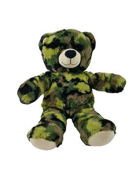 Build a Bear Camouflage Army Military Teddy Bear Plush Green Brown 16" BABW